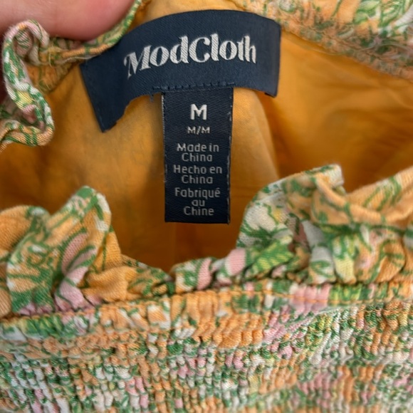 ModCloth | Orange & Pink Floral Charming Chance Encounters Milkmaid Boho Maxi - Picture 7 of 9